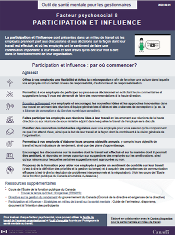Facteur psychosocial 8 - Participation et influence